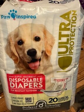 Paw Inspired disposable diapers for dogs size extra large 20 per pack